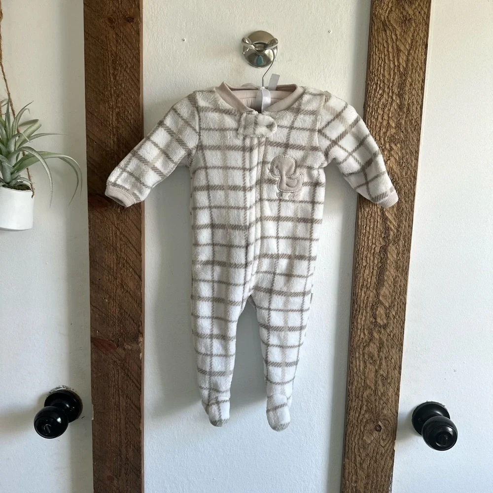 Little and Loved Boutique Fleece Plaid & Duck Baby Boy Footies 0-3 monthsl